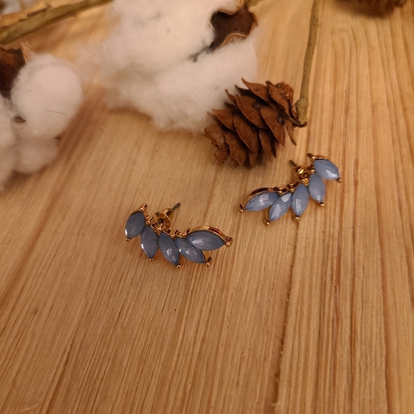 💙💙NEW💙💙BEAUTIFUL!! Light Blue Marquise Cut Earrings or Ear Climbers - Picture 4 of 10